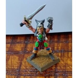 Vintage 1984 Citadel Warhammer Metal Barbarian Miniature Wolf Pelt Hero Painted